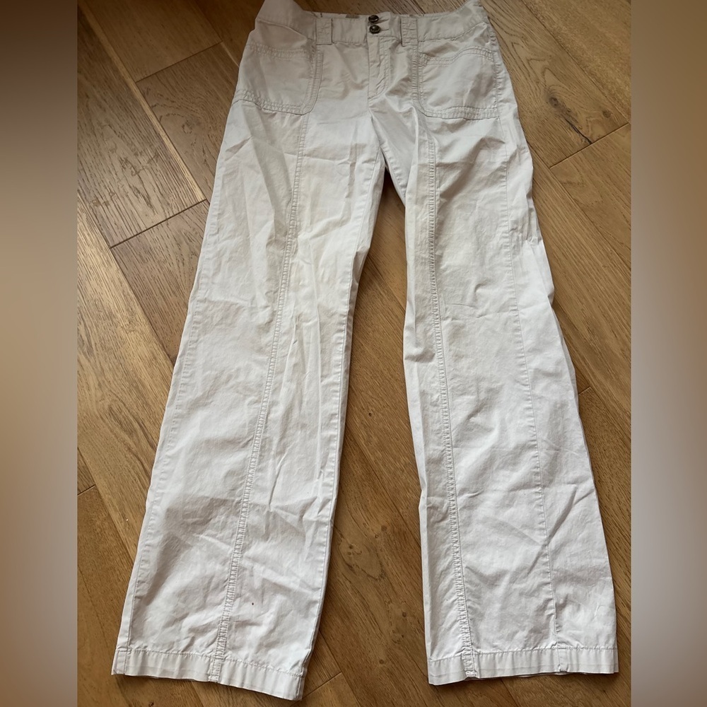 White Women's Wide-Leg Cotton Pants